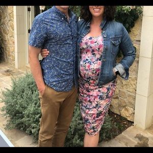 Floral maternity body con dress, medium